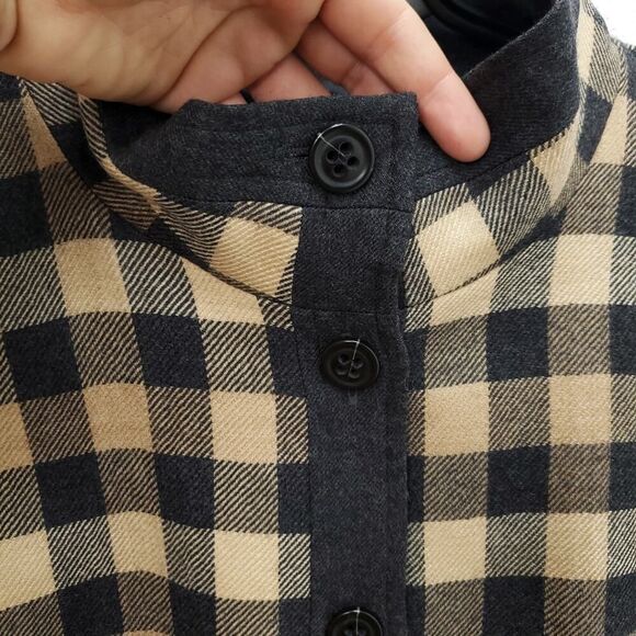 PENDLETON 100% Virgin Wool Checkered Check Mock Neck Button Jacket Blazer - Picture 4 of 12